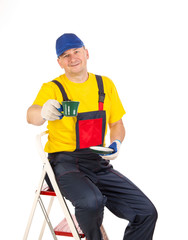 Worker on ladder