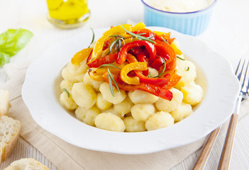 Gnocchi. Italian cuisine. white background