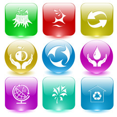 stub, deer, recycle symbol, apple in hands, protection blood, gl