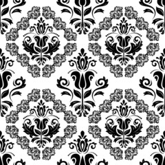 Obraz premium Damask Seamless Pattern. Black and White Colors