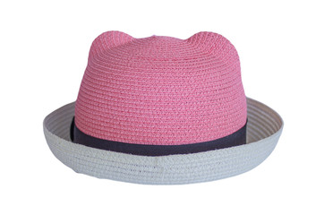 pink woven hat