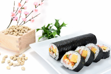 海鮮巻き寿司と大豆
