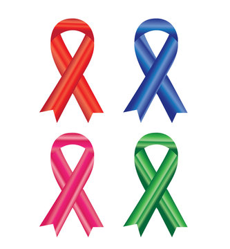 Awareness ribbons isolated on white background.
