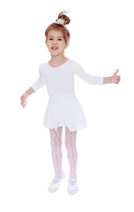 cheerful little girl jumps high.