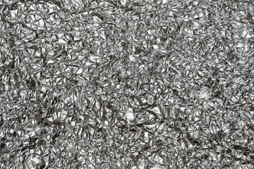 close surface view crumpled aluminium foil texture
