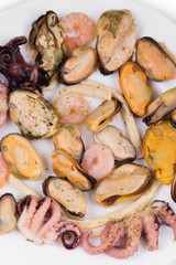 Mixed seafood plate.