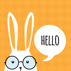 Greeting card with funny bunny. Easter Bunny Ears. - 78260671