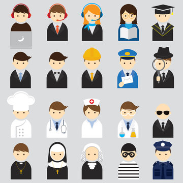Various People Symbol Icons Occupation Set