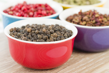 Peppercorns - Black, szechuan, pink and green dried peppercorns
