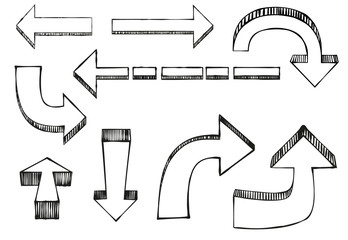 Set of sketch vector arrows