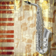 Naklejka premium abstract grunge background saxophone and musical instruments