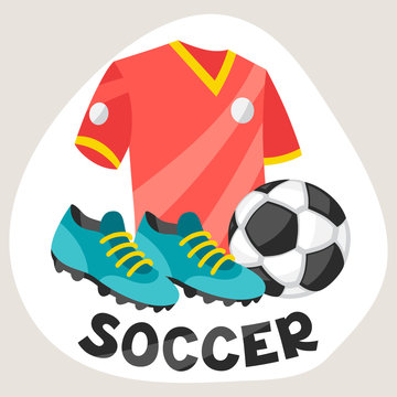 Sports background with soccer symbols.