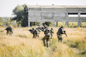 group of soldiers engaged in the exploration area