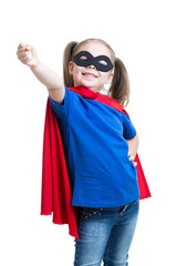 child girl plays superhero