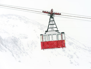 Old pendulum cableway for transport of people