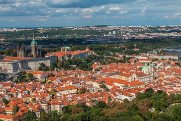Fototapeta na wymiar View of Prague from Ptryn Hill in Czech Republic