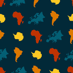 seamless background with continents and parts of the world