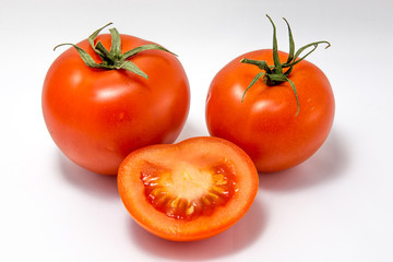 Tomato eyes and smile, face isolated on white background