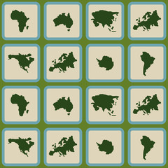 seamless background with continents and parts of the world