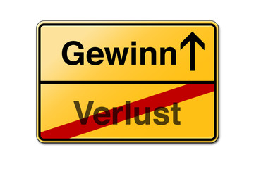 Gewinn Verlust Schild Business