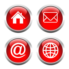 Set of buttons for web, email, globe, envelope, home. Vector.