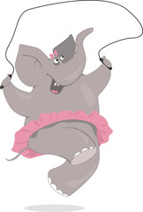 Cartoon elephant jumping rope