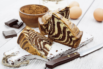 Cake with cocoa  powder