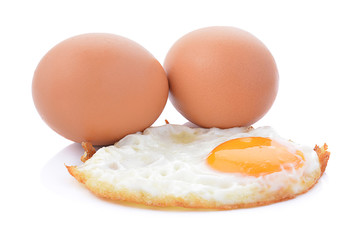 fried egg on white background