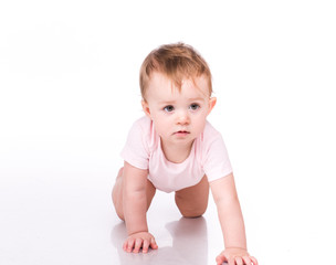 Cute little baby crawling