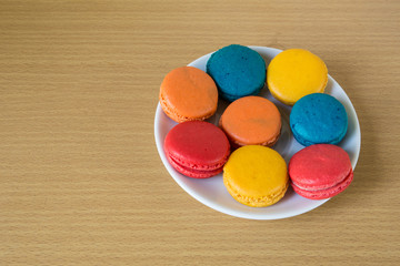 French macaroons on table  with plate