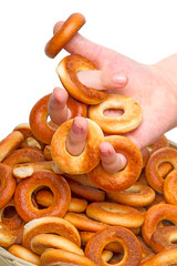 Child hand with small bagels