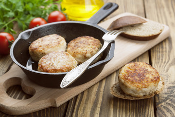 Burger in the frying pan