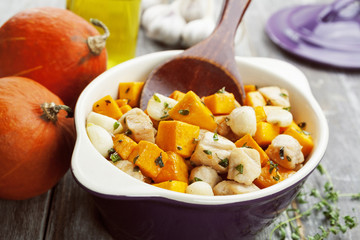 Chicken baked with pumpkin