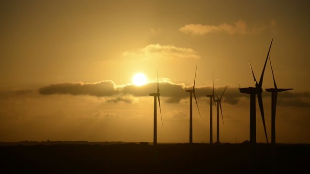 Wind turbine at sunset