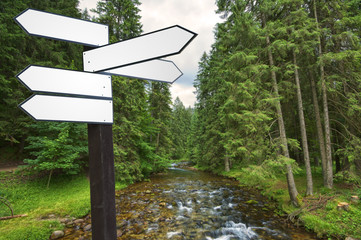 Guidepost in mountain