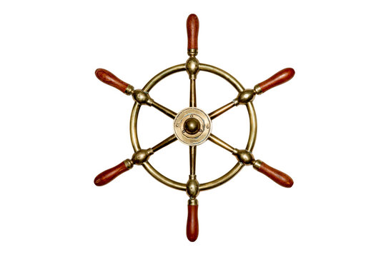 Isolated Brass Ship Wheel