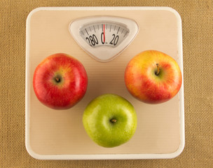 weighing scale with apples