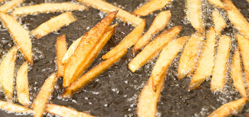 French fries fried in a pan