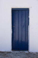 Blue door on white background