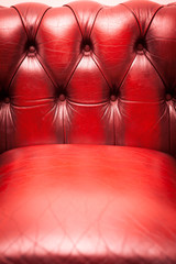 Red genuine leather Sofa for background