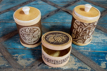 Russian traditional national products from birch bark