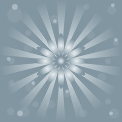 Abstract gray background. Rays and flower.