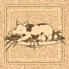 seamless banner with roast suckling pig