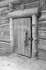 Wooden antique door in black and white