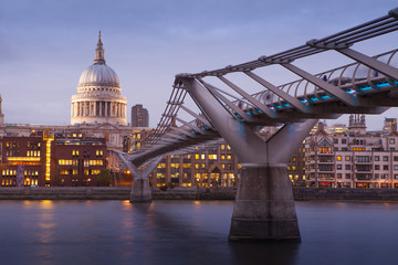 Millennium bridge and St. Paul's cathedral, London England, UK