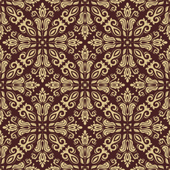 Damask Seamless  Golden Pattern. Orient Background