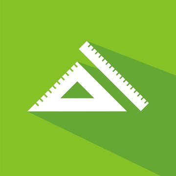 Icono regla y escuadra verde sombra