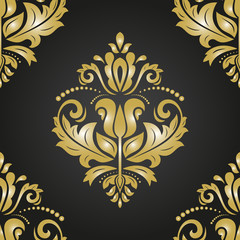 Golden Seamless  Pattern. Orient Background