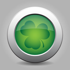 metal button with the dark green shamrock