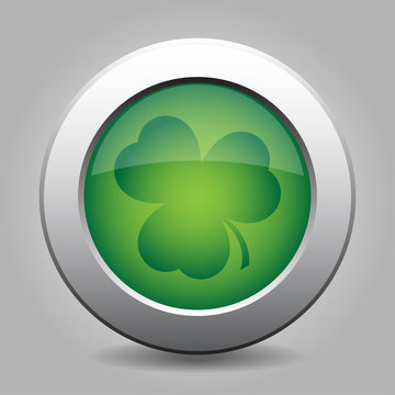 metal button with the dark green shamrock